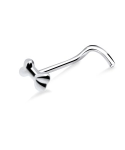 Bone Shaped Silver Curved Nose Stud NSKB-620